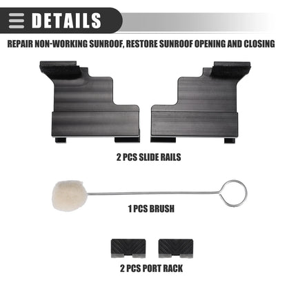 Sunroof Track Repair Kit for Ford Edge (2007–2014) Aluminum Alloy Black