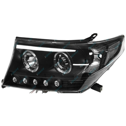 Angel-eye Projector LED BLACK Headlights for Toyota Landcruiser 200 07-15
