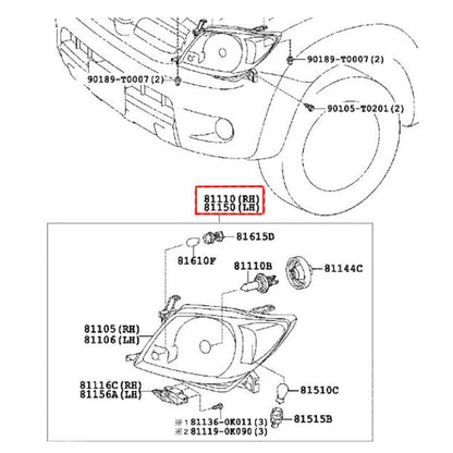 Left Headlight Lamp for Toyota Hilux Vigo (2008–2010)