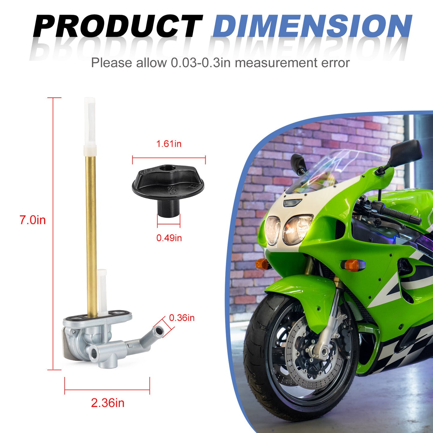 Fuel Tank Petcock Valve with Knob for Kawasaki Ninja ZX7R (1996–2003)