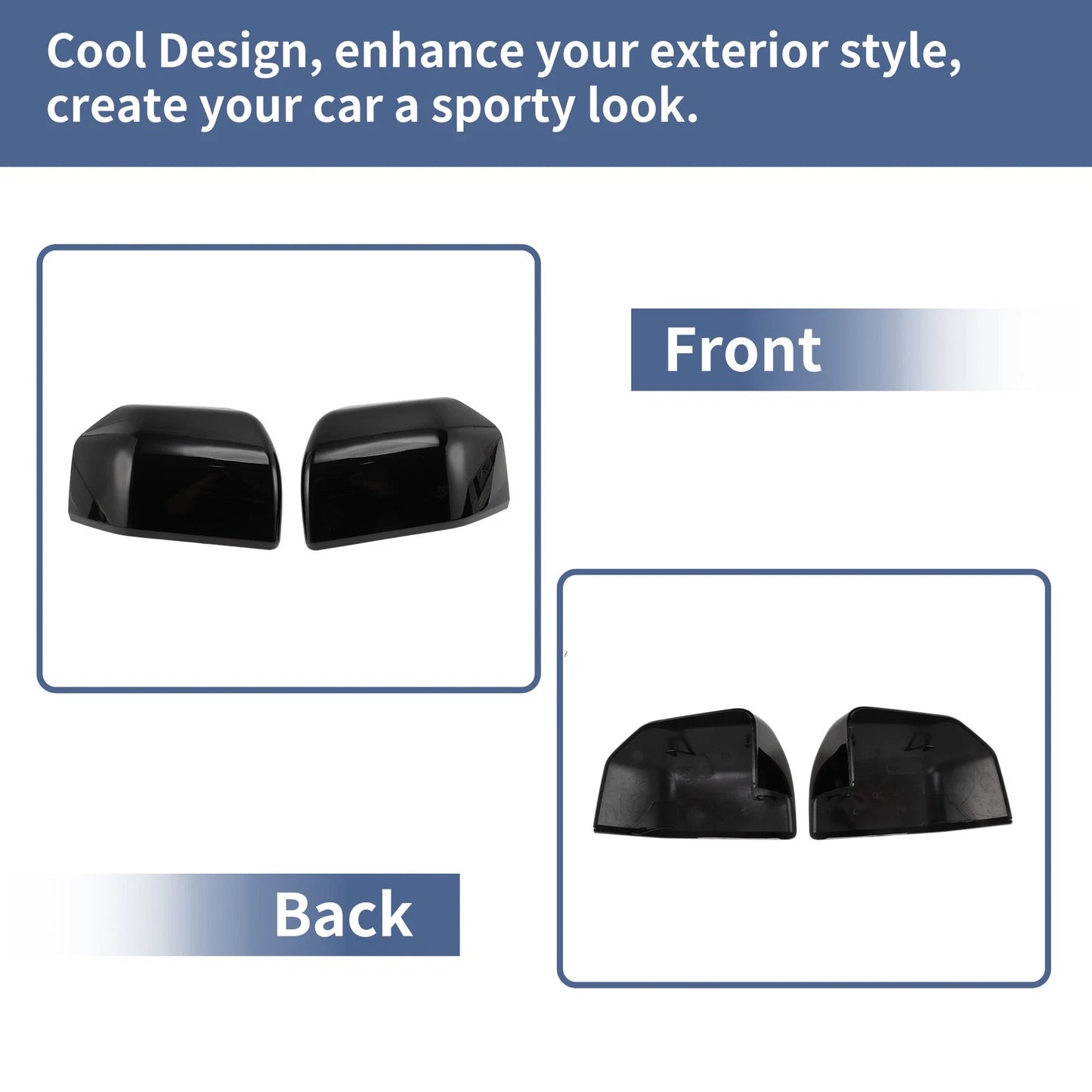 Pair of Mirror Cover Cap for Ford F-150 (2015–2020) FL3Z-17D743-BA Glossy Black