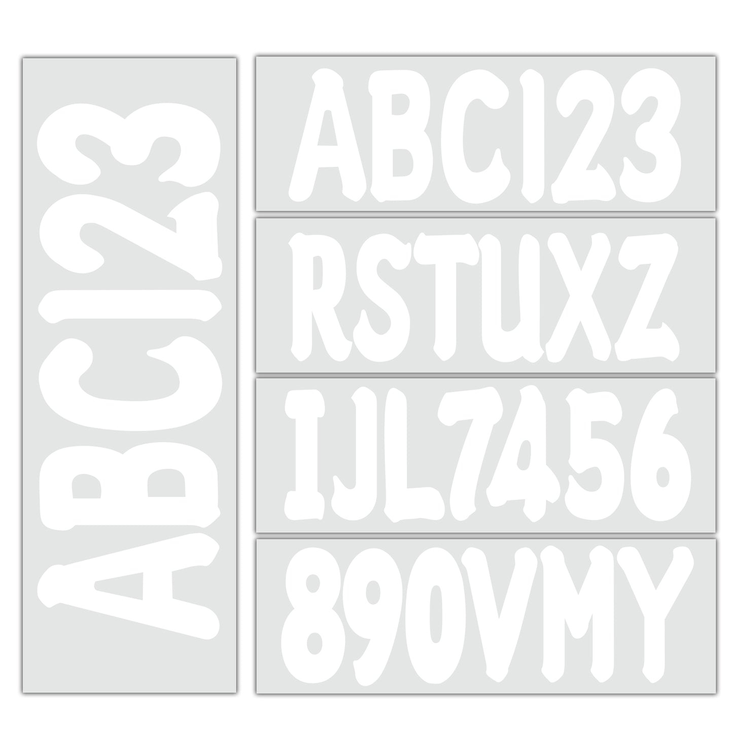 Set of 4 Custom Boat Registration Numbers Decals A-Z & 0-9 White