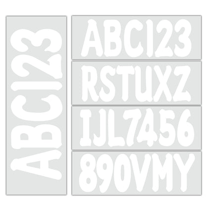 Set of 4 Custom Boat Registration Numbers Decals A-Z & 0-9 White