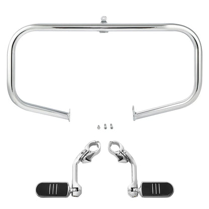 Highway Engine Guard Bar & Long Angled Foot Pegs for Harley Touring (2009-2024)
