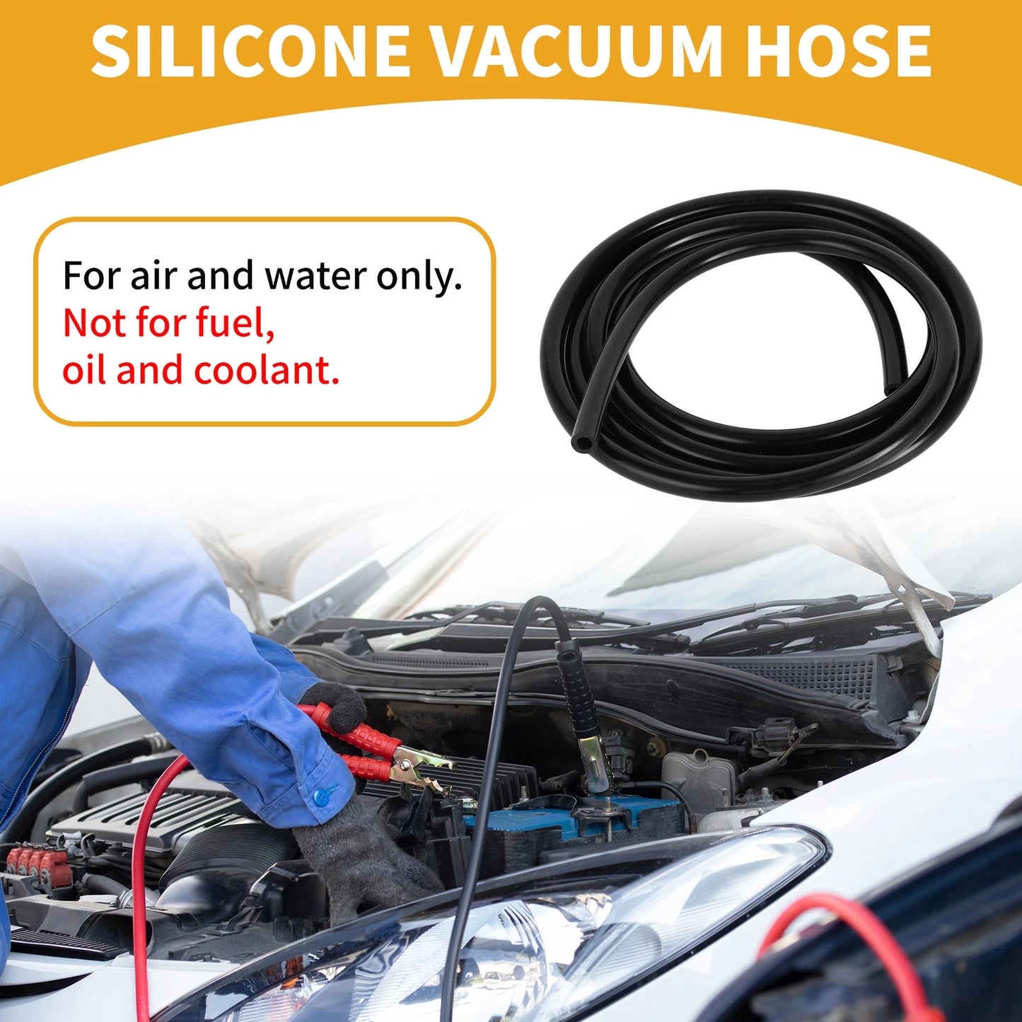 6.6FT 1/4" Silicone Vacuum Tubing Hose for Air and Water