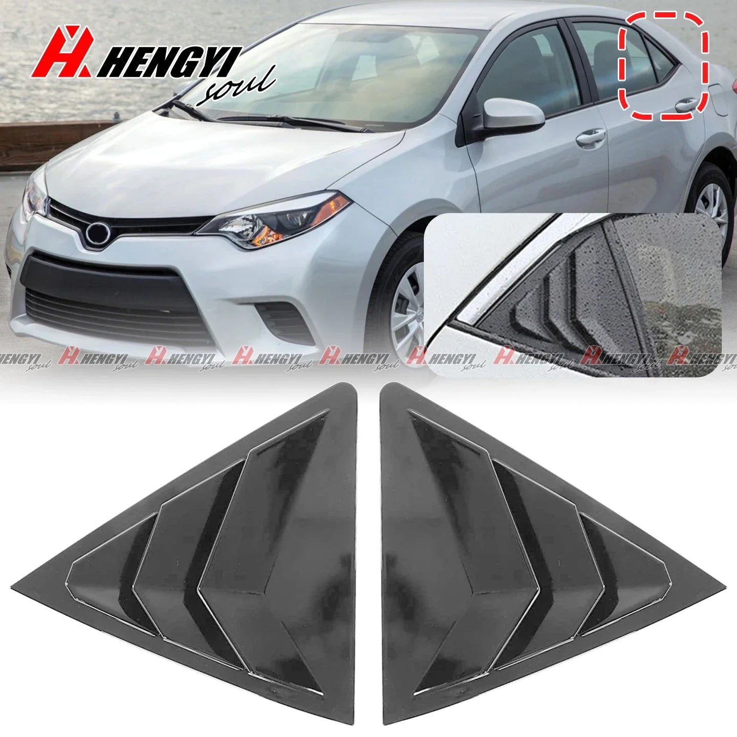 Glossy Black Side Window Louver Cover Trim for Toyota Corolla (2014–2018)