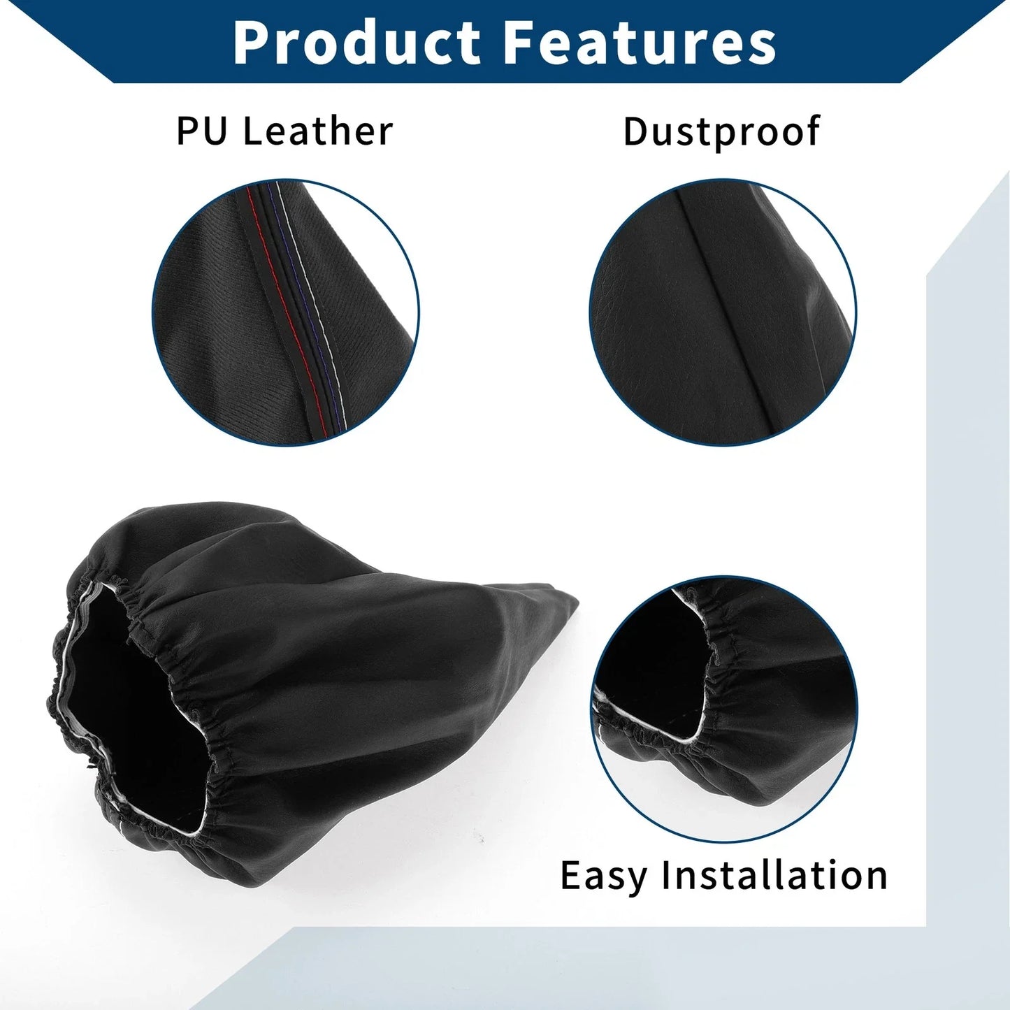 1 x Gear Shift Stick Gaiter Black Three-Color Lines Leather for BMW E30