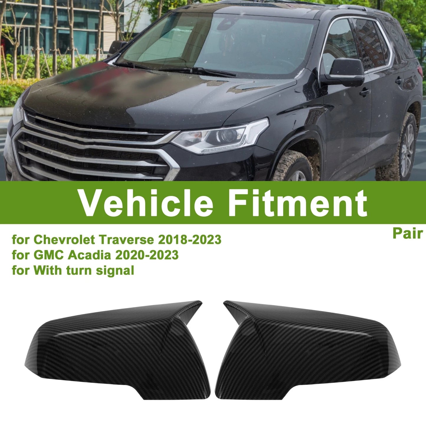 Pair of Side Mirror Cover Caps for Chevrolet Traverse (2018–2023)