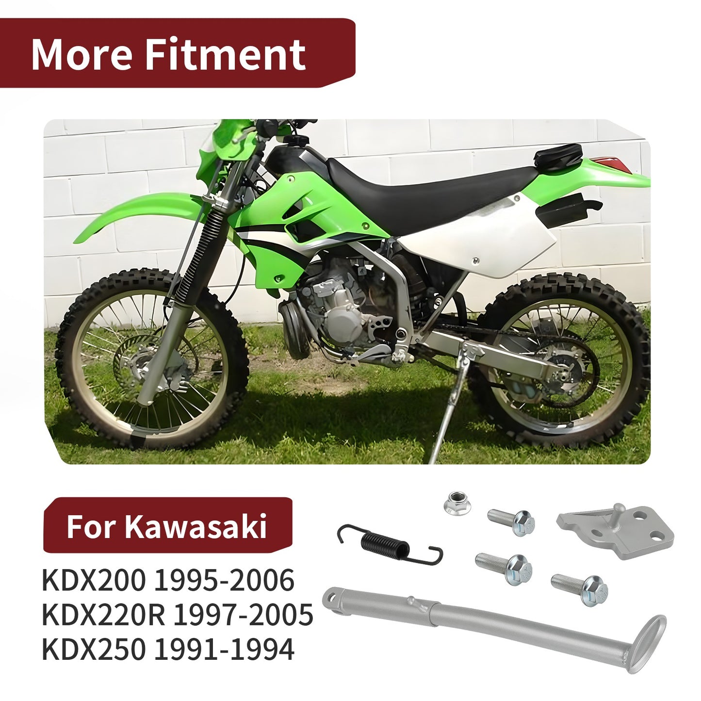Kick Side Stand Kit for Kawasaki KDX200 KDX220R KDX250 (1991–2006)