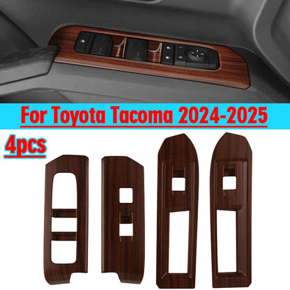Door Window Switch Lift Panel Cover Wood for Toyota Tacoma (2024–2025)