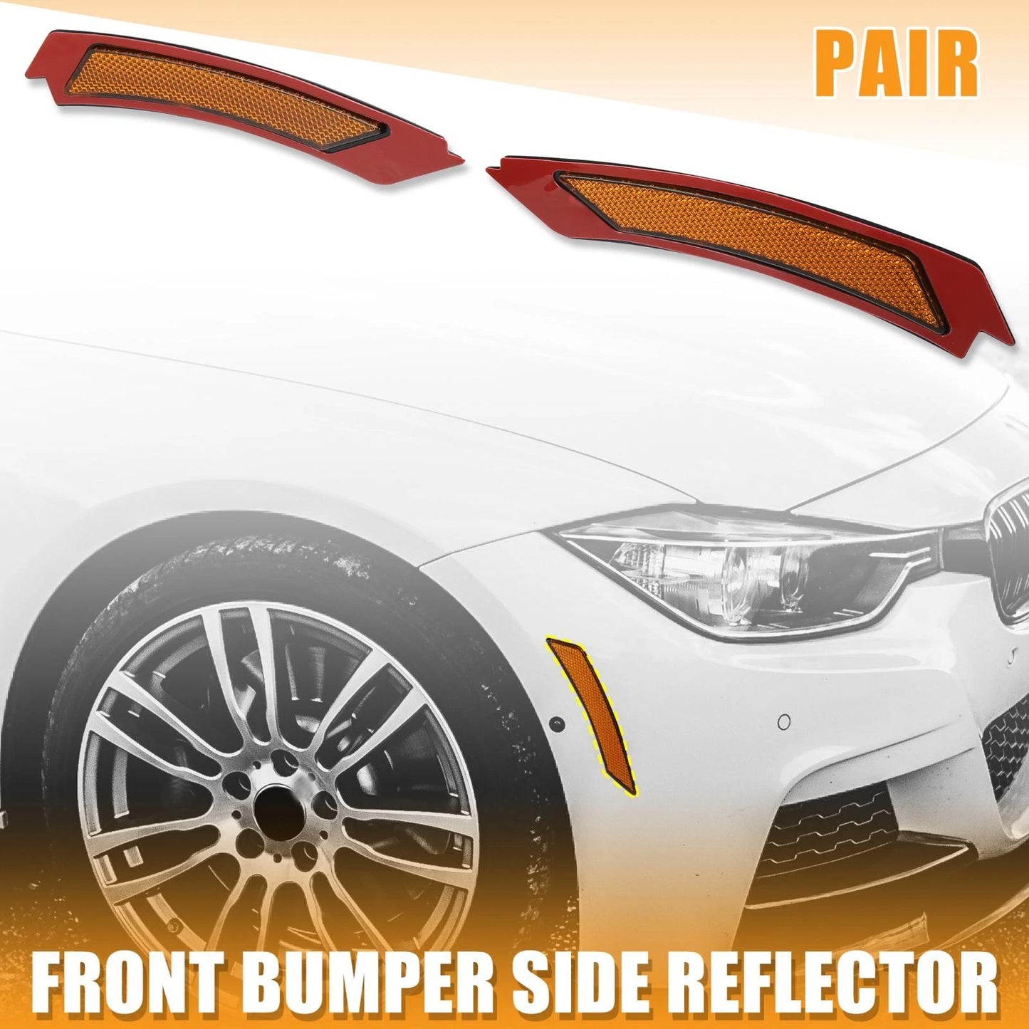 Bumper Reflector 63147205398 for BMW 3 Series E90 E91 LCI (2009–2011) Yellow