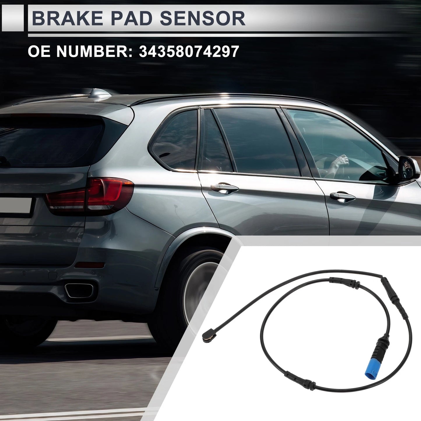 1pc Brake Pad Wear Sensor for BMW X6 (2020–2023) No. 34358074297 Black