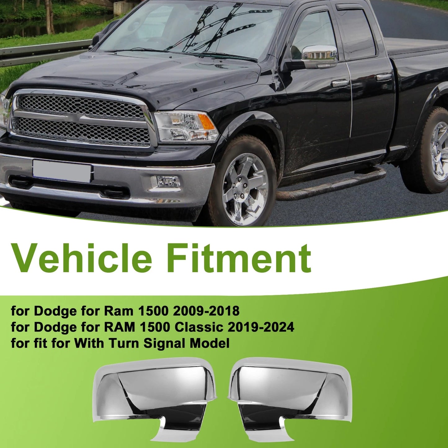 Set of 2 Side Mirror Cover Caps for Dodge (Electroplating Color)