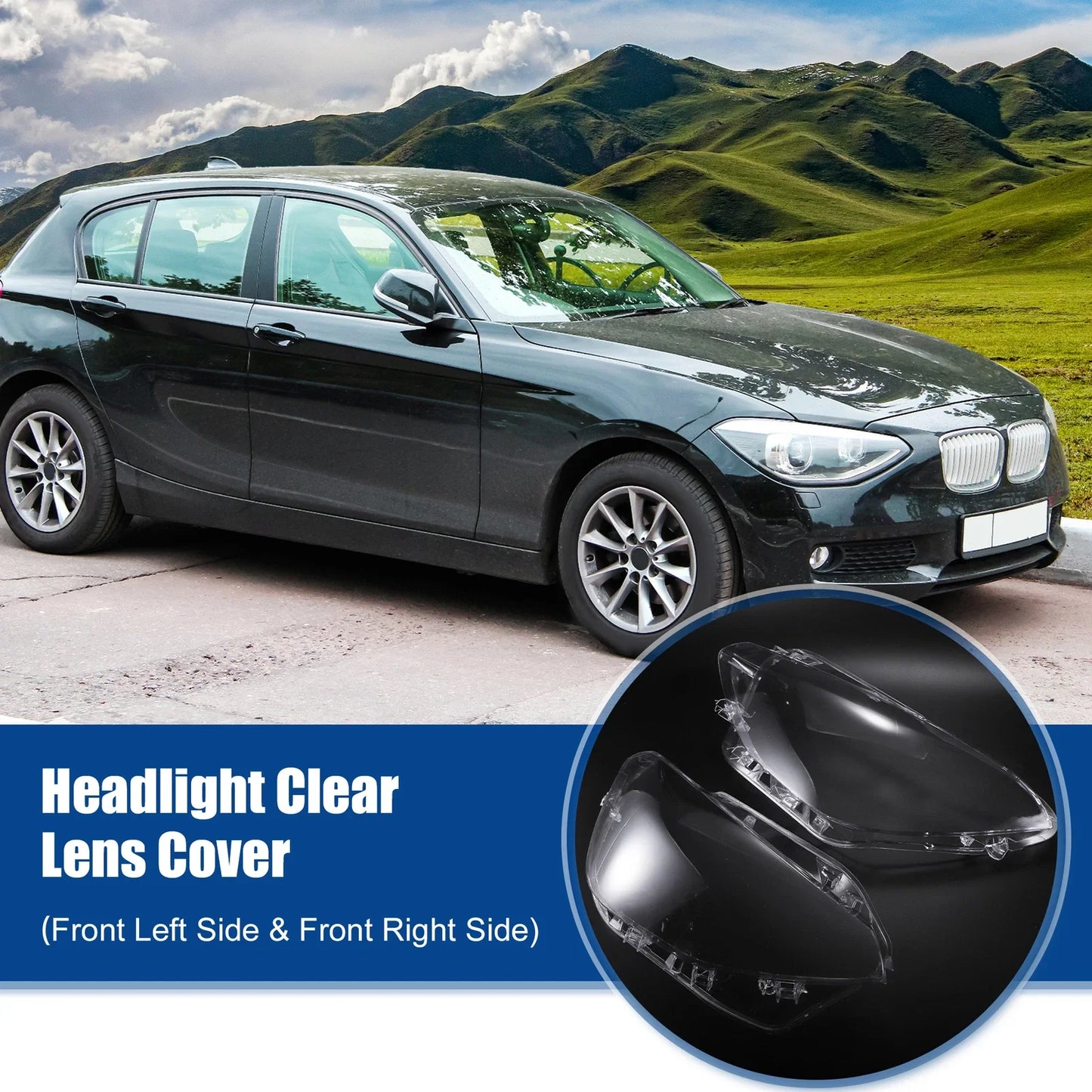 1 Pair Headlight Clear Lens Shell Cover for BMW F20 (2012-2014)
