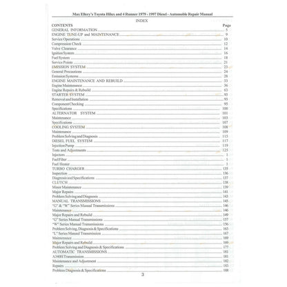 Workshop Repair Manual Ellery Book Diesel L 2L 3L for Hilux 4Runner (1979–1997)