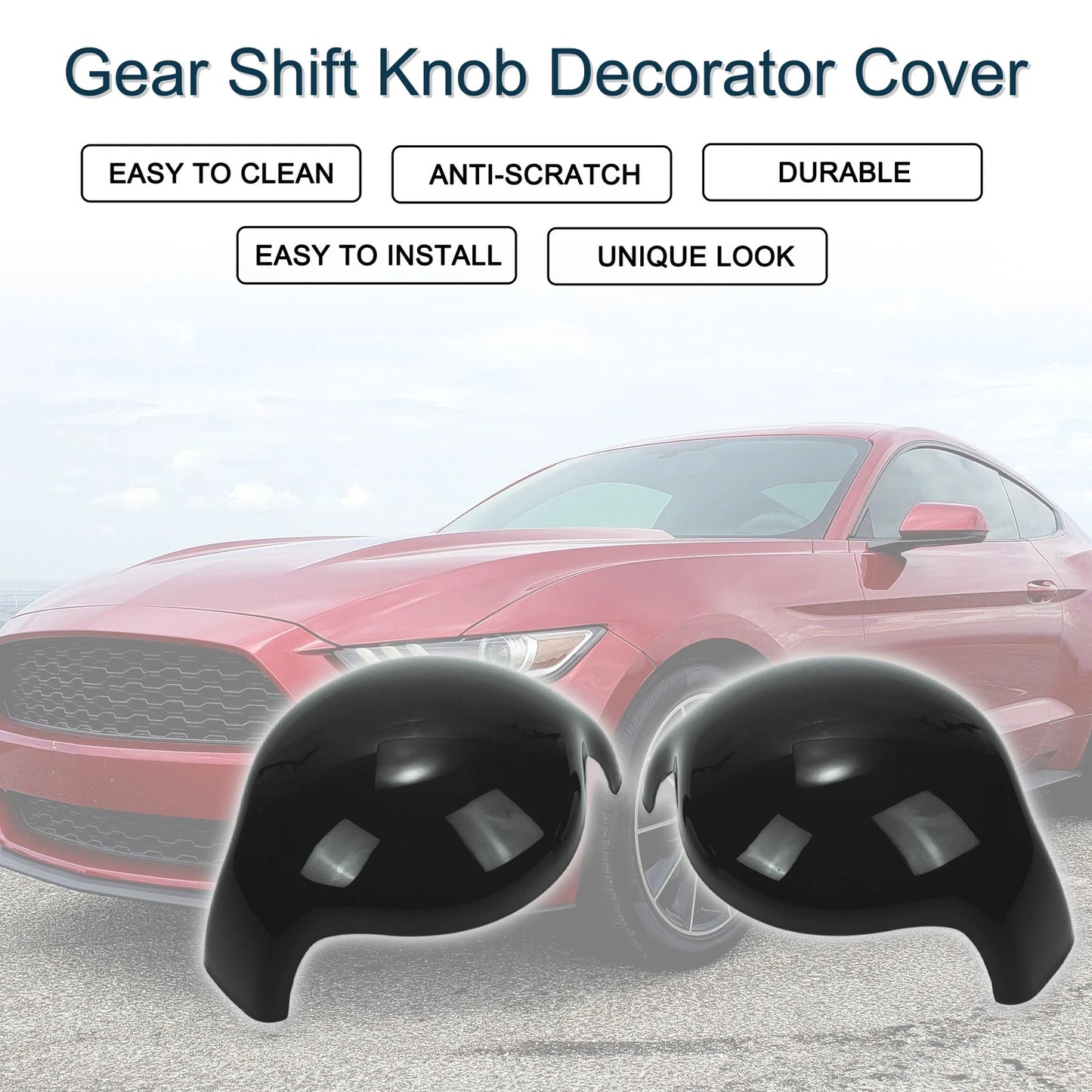 Set of 1 Gear Shift Knob Decorator Cover for Ford Mustang (2015–2023) Black