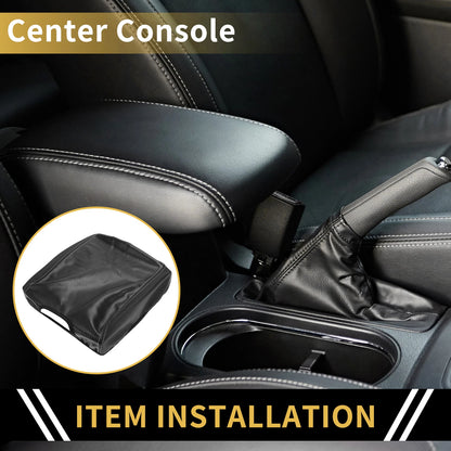 Armrest Cover for Ford F-150 (Microfiber Leather, Carbon Fiber, Black)