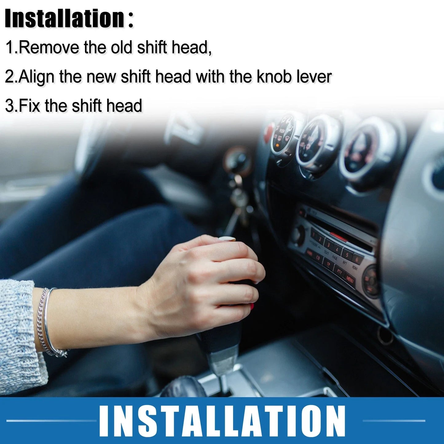 Gear Shift Knob for Lexus - Black Faux Leather with Red Thread