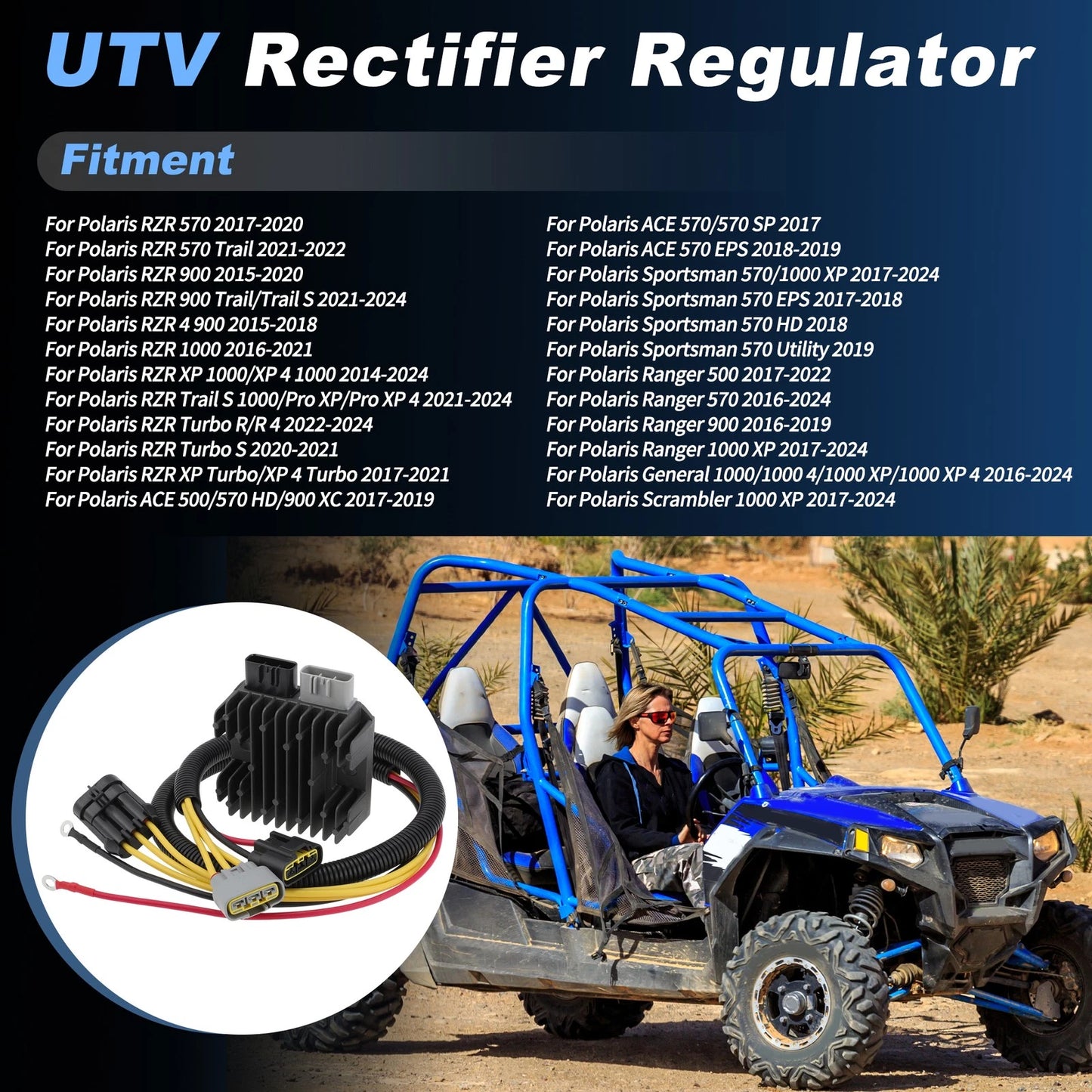Voltage Regulator Rectifier for Polaris RZR 570 900 1000 Turbo (2012–2023)