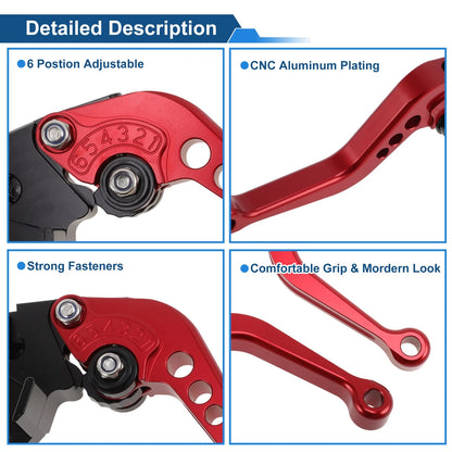 Short Brake Clutch Levers for Kawasaki Z1000SX/Ninja 1000 (2011–2016) Red