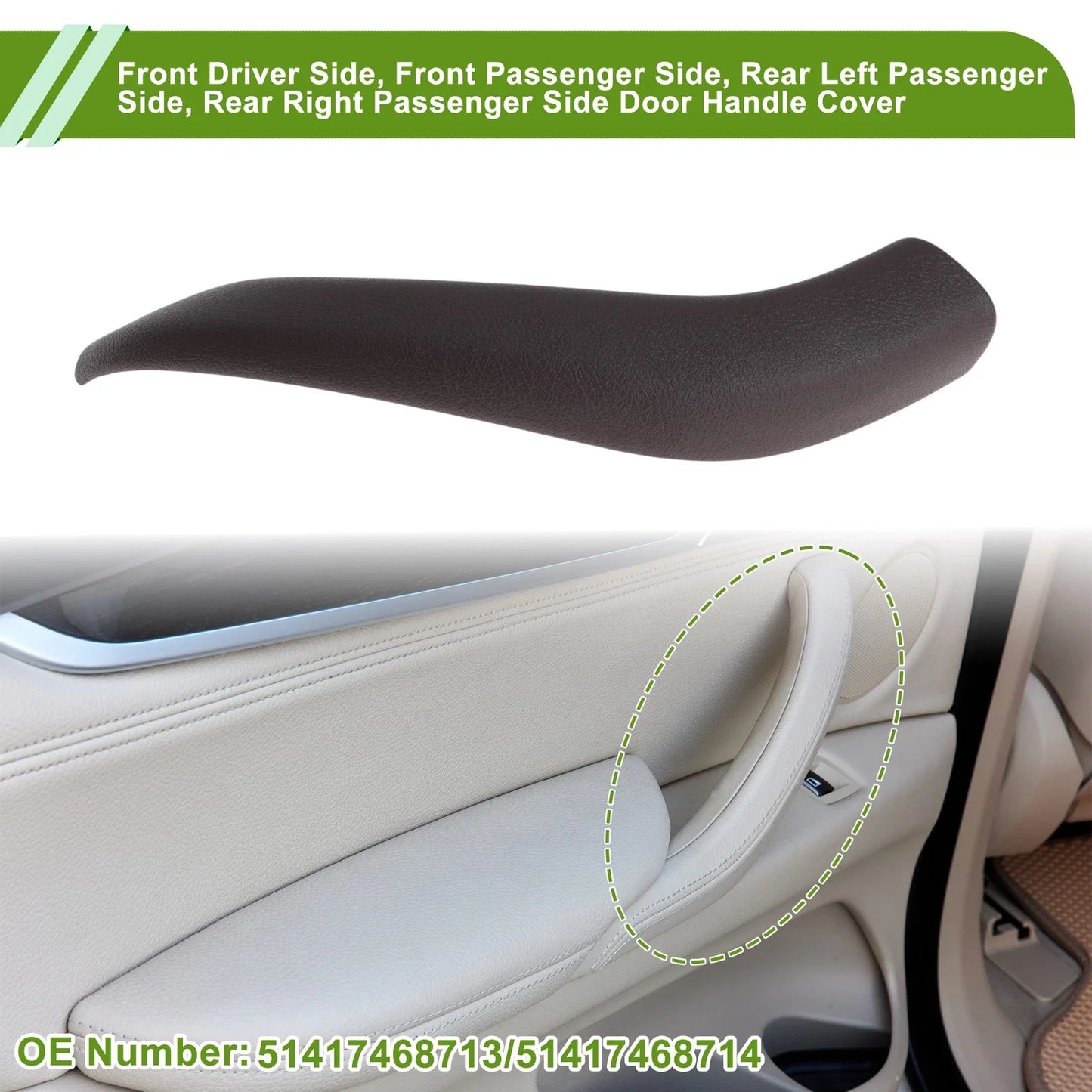 Door Panel Handle Pull Trim Cover for BMW X1 (2016 - 2022) Deep Brown