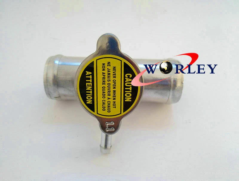 38mm Alloy Inline Radiator Pipe Filler Neck & 1.1 BAR Cap for Car