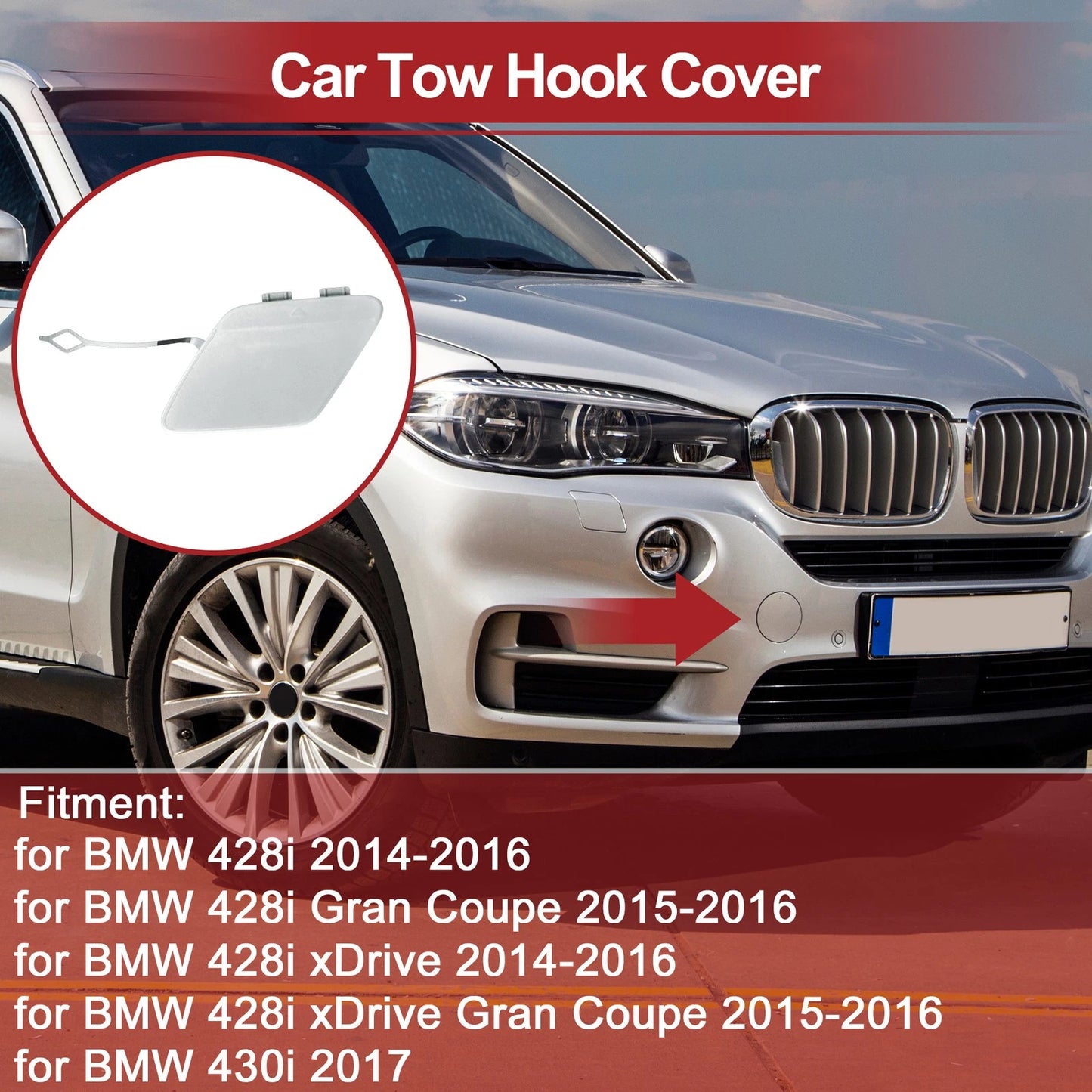Rear Car Bumper Tow Hook Cover for BMW 428i (2014–2016) No. 51127363264 Silver