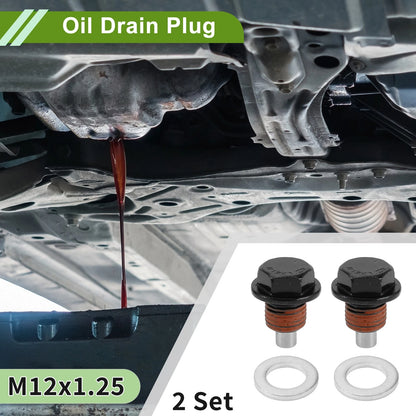 Set of 2 M12x1.25 Aluminum Oil Drain Plug with Gasket for Car Motorcycle