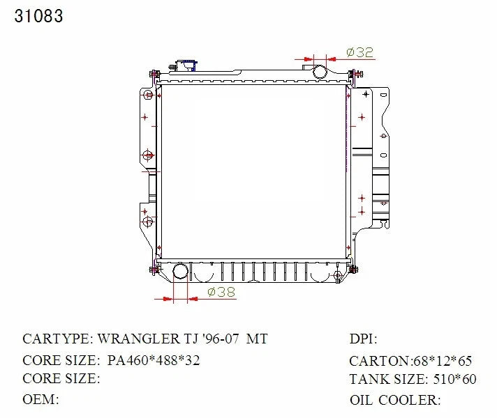 Radiator for Jeep Wrangler TJ (1996–2007)