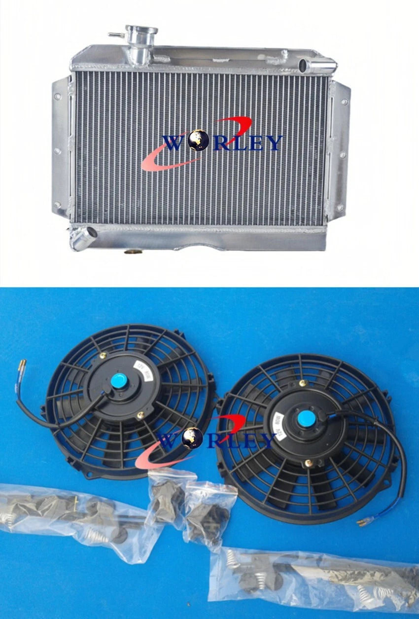 5-Row Aluminum Radiator with Fans for Rover MG MGA 1500/1600/1622 (1955–1962)