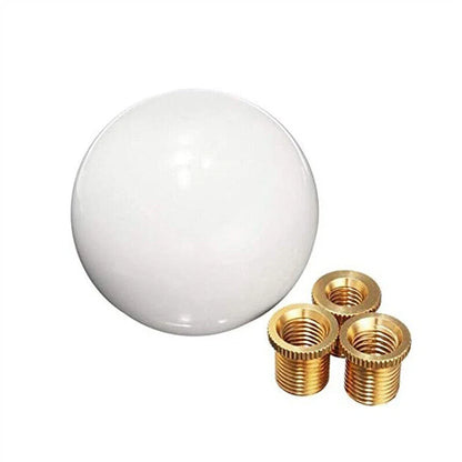 Acrylic White Round Ball Shift Knob for Manual Gear Shifter - 3 Adapters