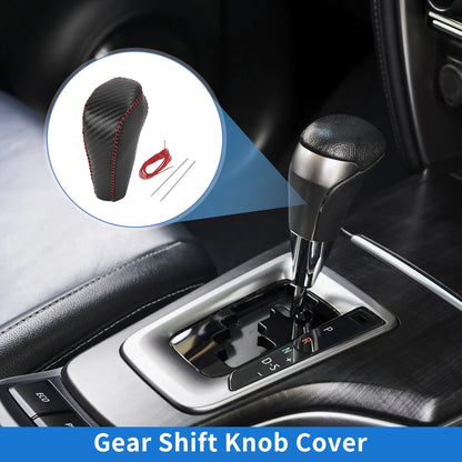 Gear Shift Knob Cover for Chevrolet Cruze (2011–2015) Black Carbon Fiber Red