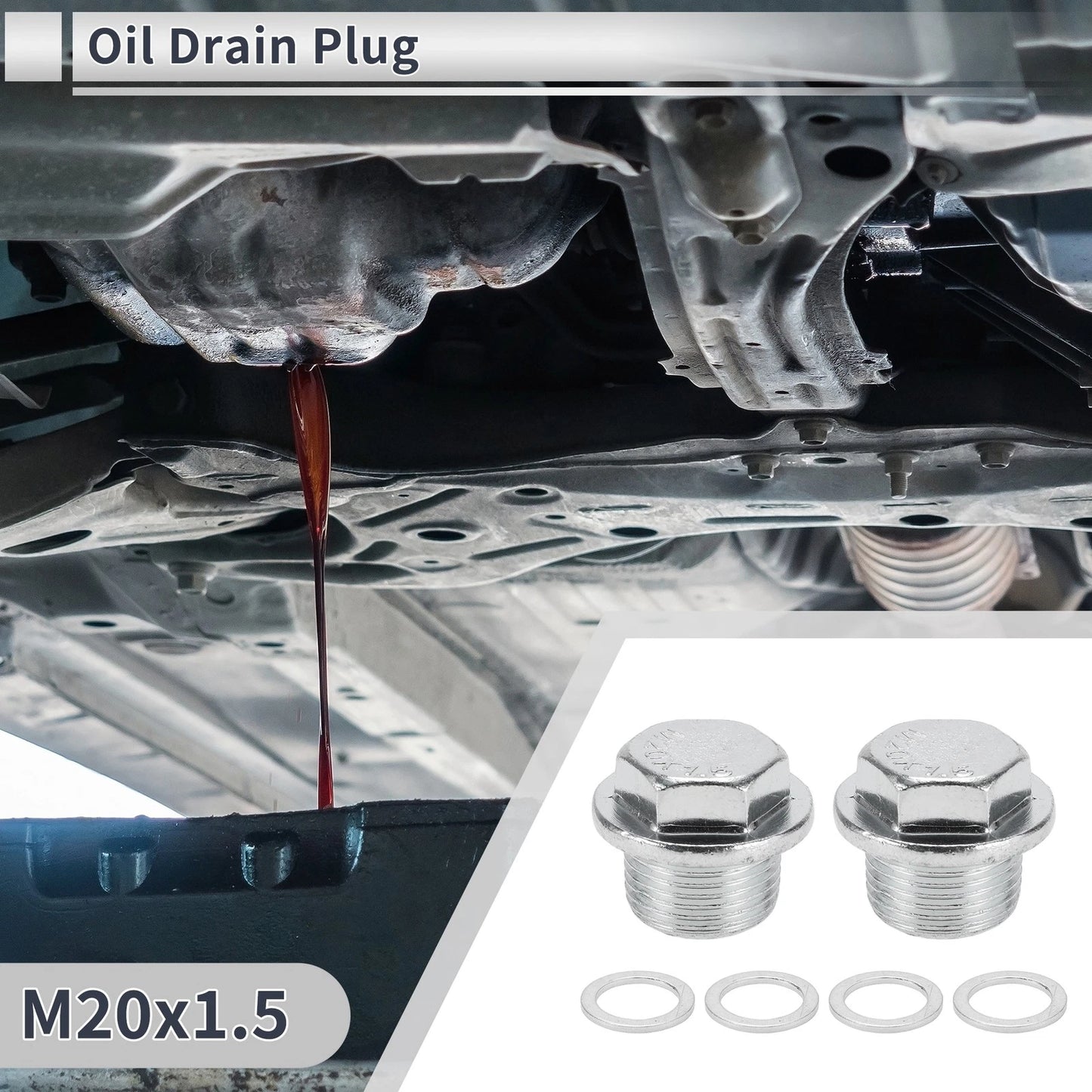 Set of 1 M20x1.5 Engine Oil Drain Plug with Gasket for Car Motorcycle
