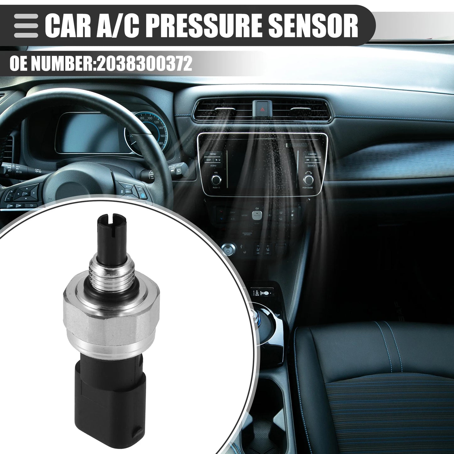 A/C Pressure Transducer Valve for Mercedes-Benz C230 (2002–2005) Metal Black