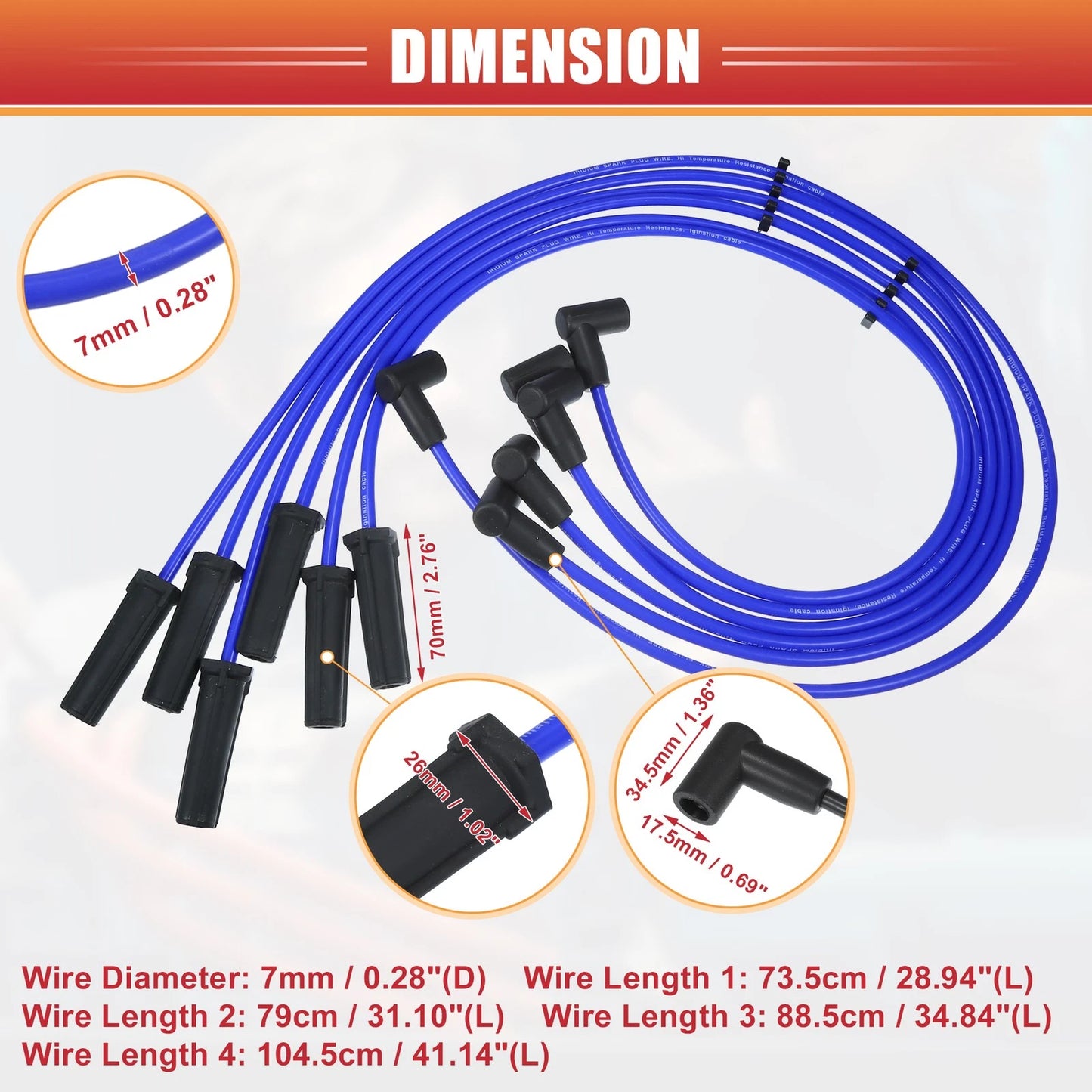 6X Spark Plug Wire Ignition Coil Cable No.12192468 for Chevrolet Impala