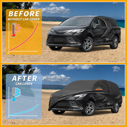 Waterproof Car Cover for Toyota Sienna (190T-PU, Black)