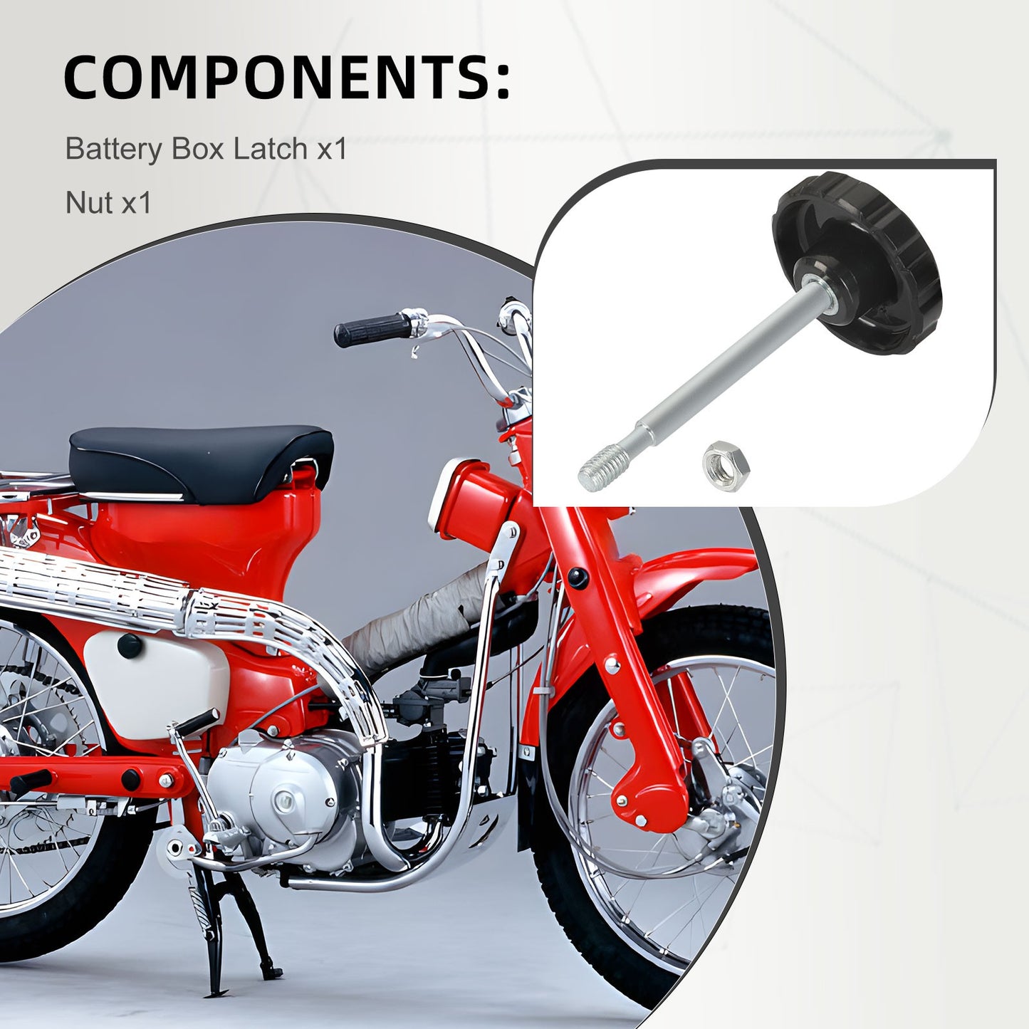 Battery Box Latch Knob + Nut for Honda C70M CM91 (1966–1971)