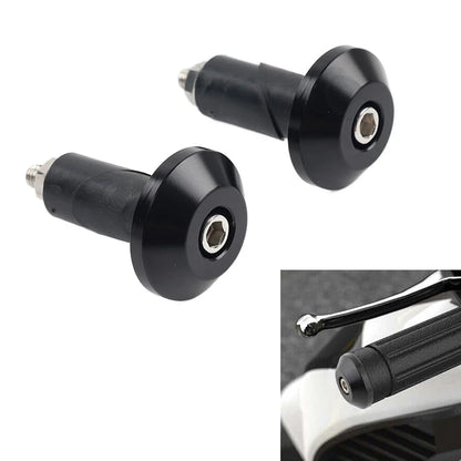 7/8'' 1'' Motorcycle Handlebar Grips & End Cap Plug - Black