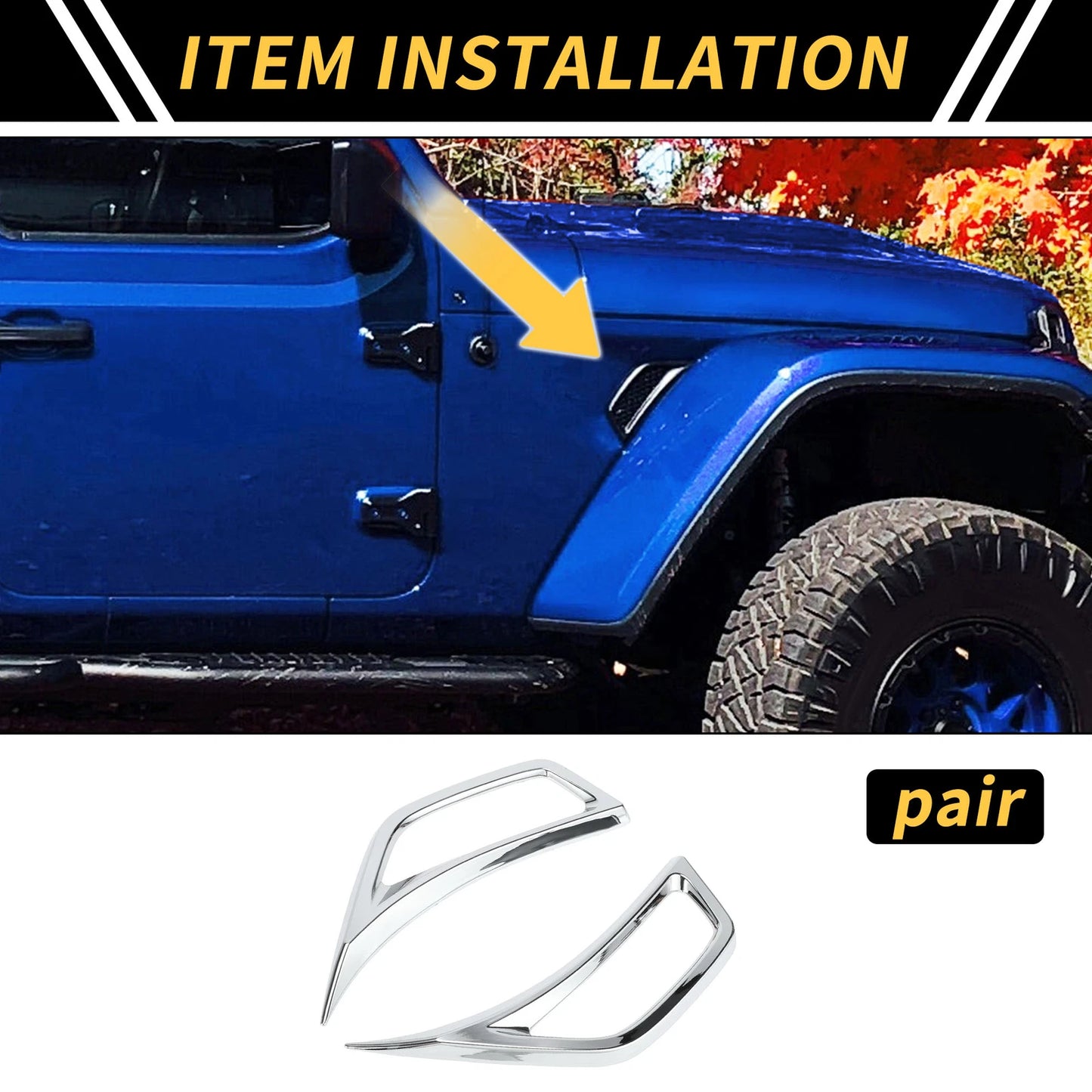 Fender Side Air Outlet Vent Cover for Jeep Wrangler JL JLU (2018–2023) Chrome