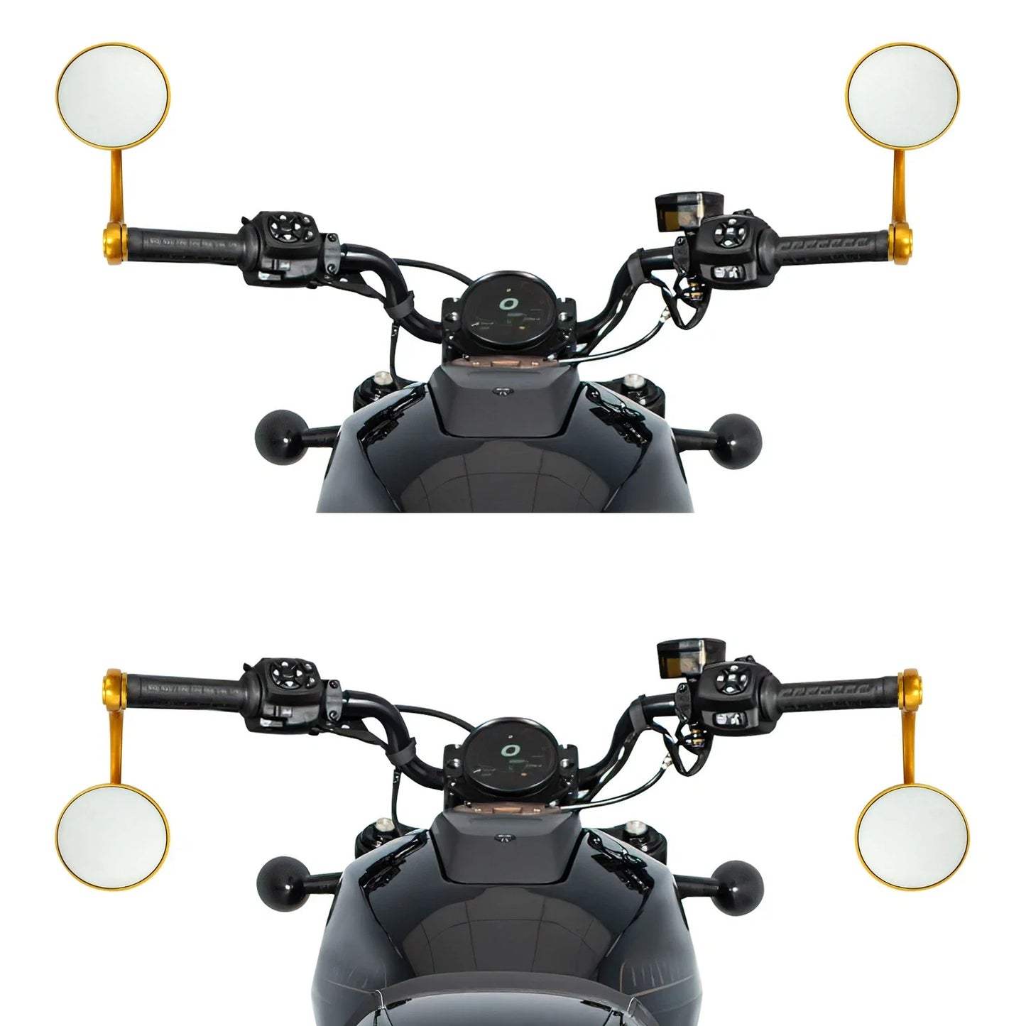 Gold Round Bar End Rearview Mirrors for Harley Sportster S (2021-2025)