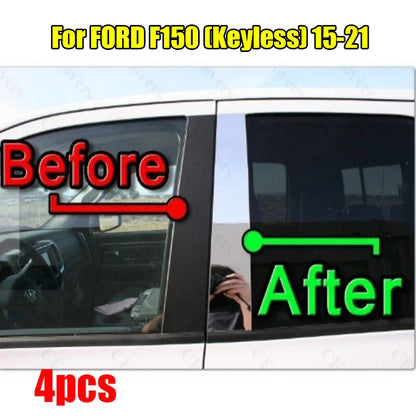 4 x Chrome Pillar Trim Door Cover Mirrored Post for FORD F150 (2015–2021)