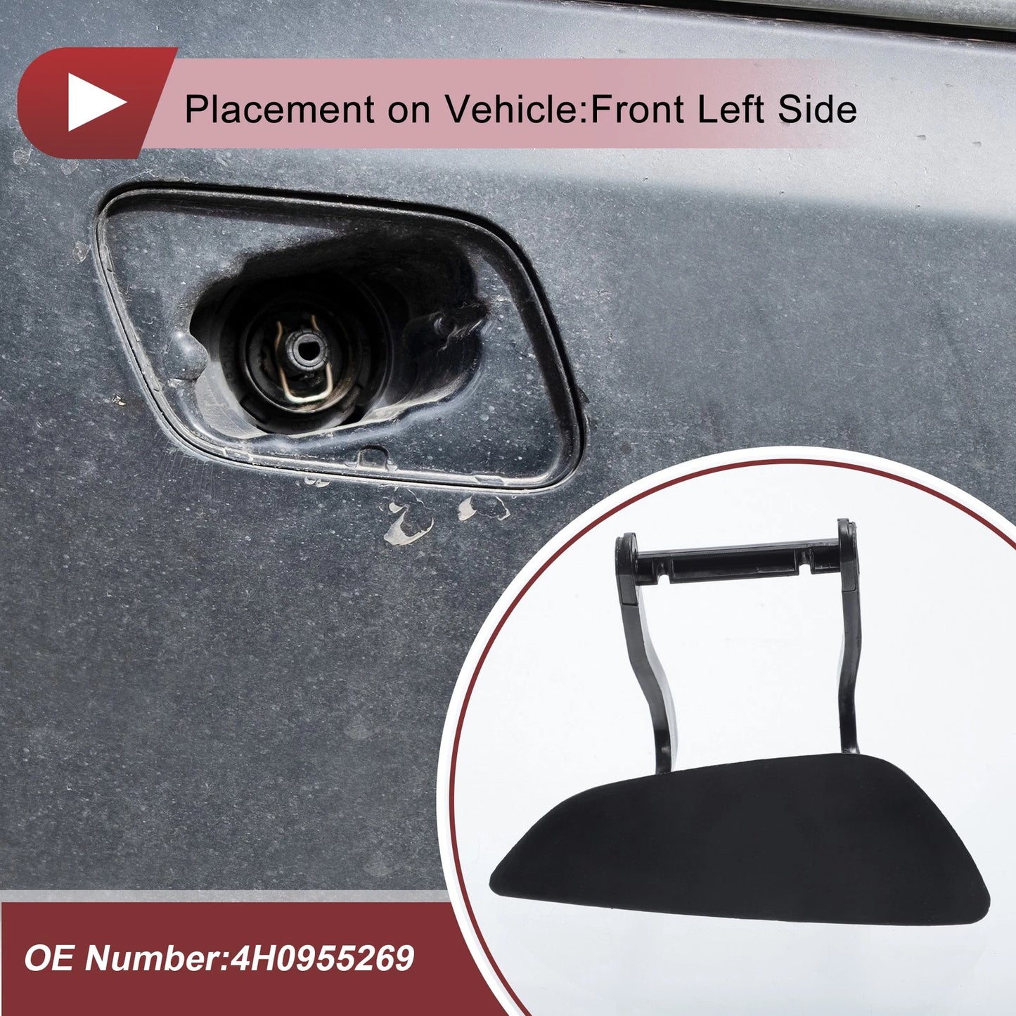 Front Left Washer Nozzle Cover Cap for Audi A8 (2009–2014) 1 Pcs