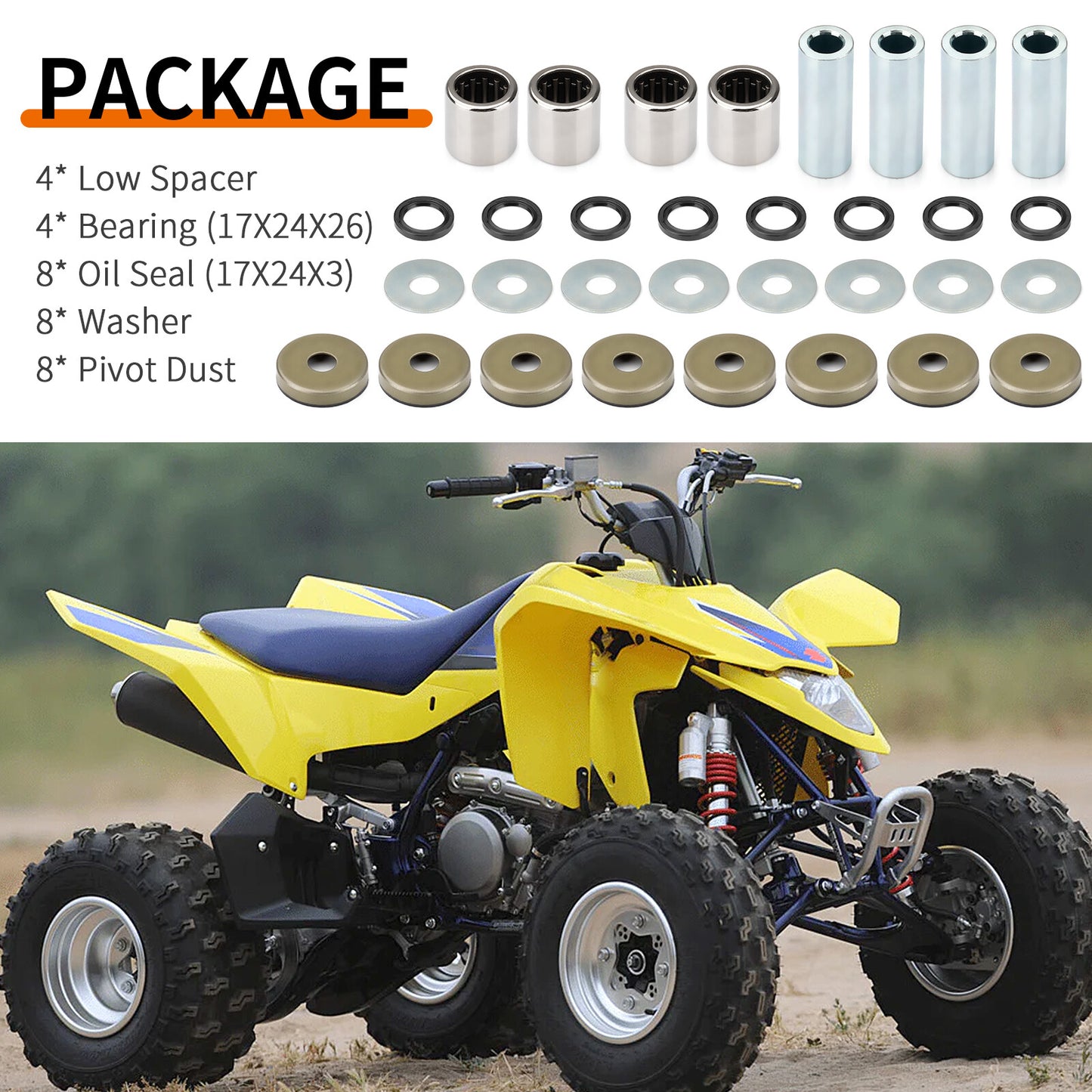 A-Arm Front Lower Bearing Bushing Seal Kit for Kawasaki KFX400 (2003–2006)