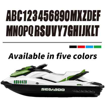 Set of 4 Black Decal Stickers for Custom Boat Registration A-Z 0-9