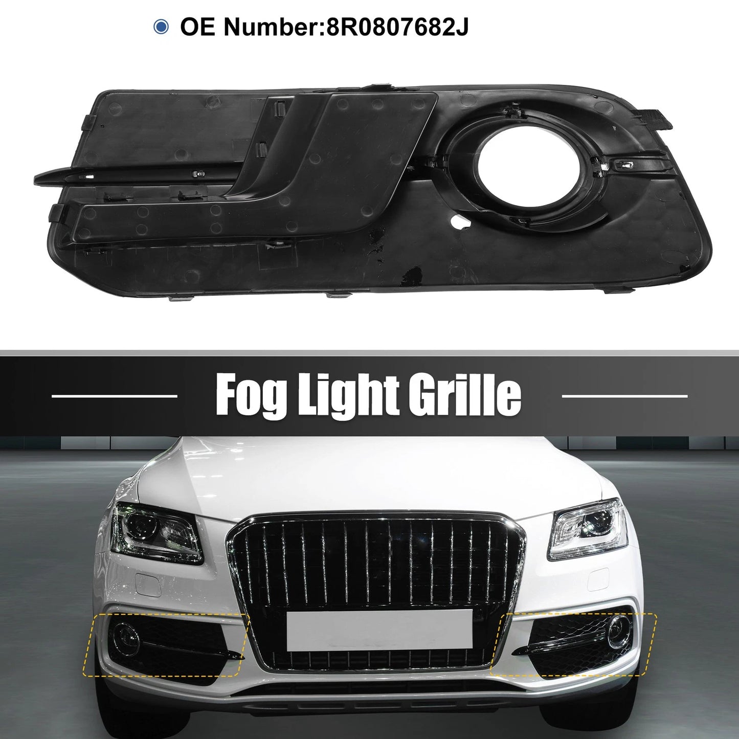 Front Right Fog Light Grille Cover for Audi Q5 SQ5 S-Line (2013–2017) 8R0807682J