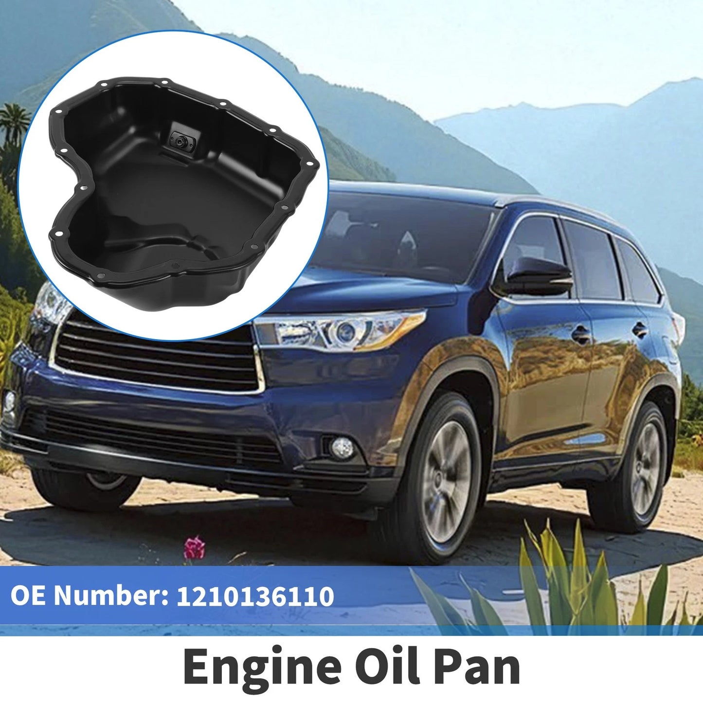 1 Pc Engine Oil Pan No.1210136110 for Toyota Highlander (2018–2021) Steel Black