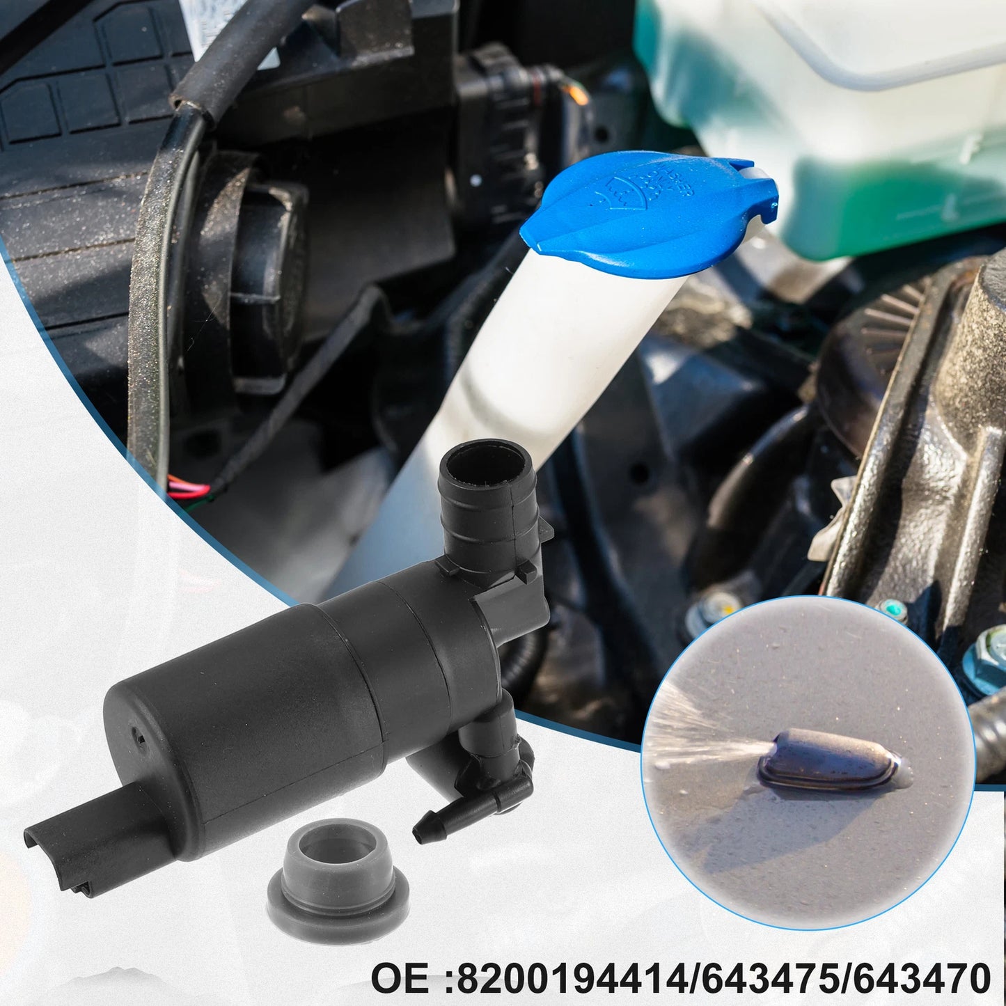 Windshield Washer Pump for Citroen C3, Peugeot 307 (2002–2010)