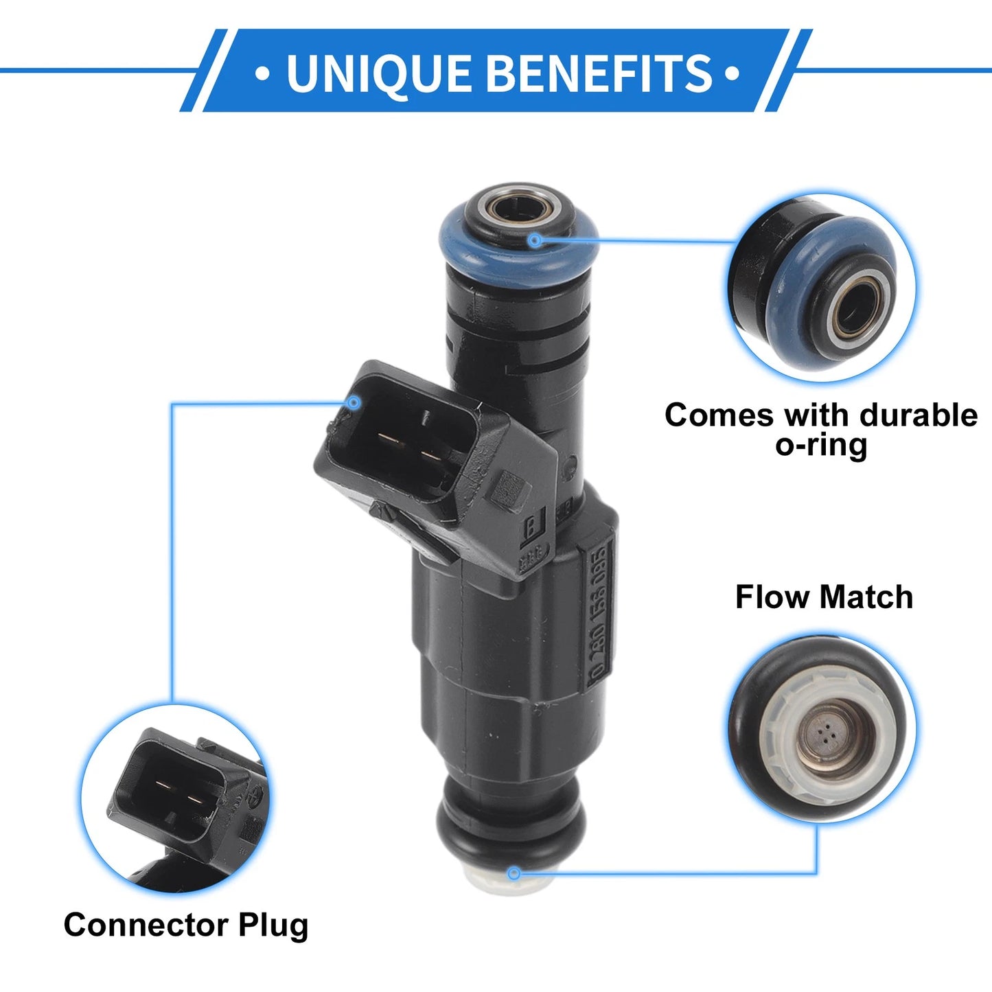 1 Pc Fuel Injector No. 0280156095 for Ford Focus 2.0L 2.3L L4 (2002–2004)