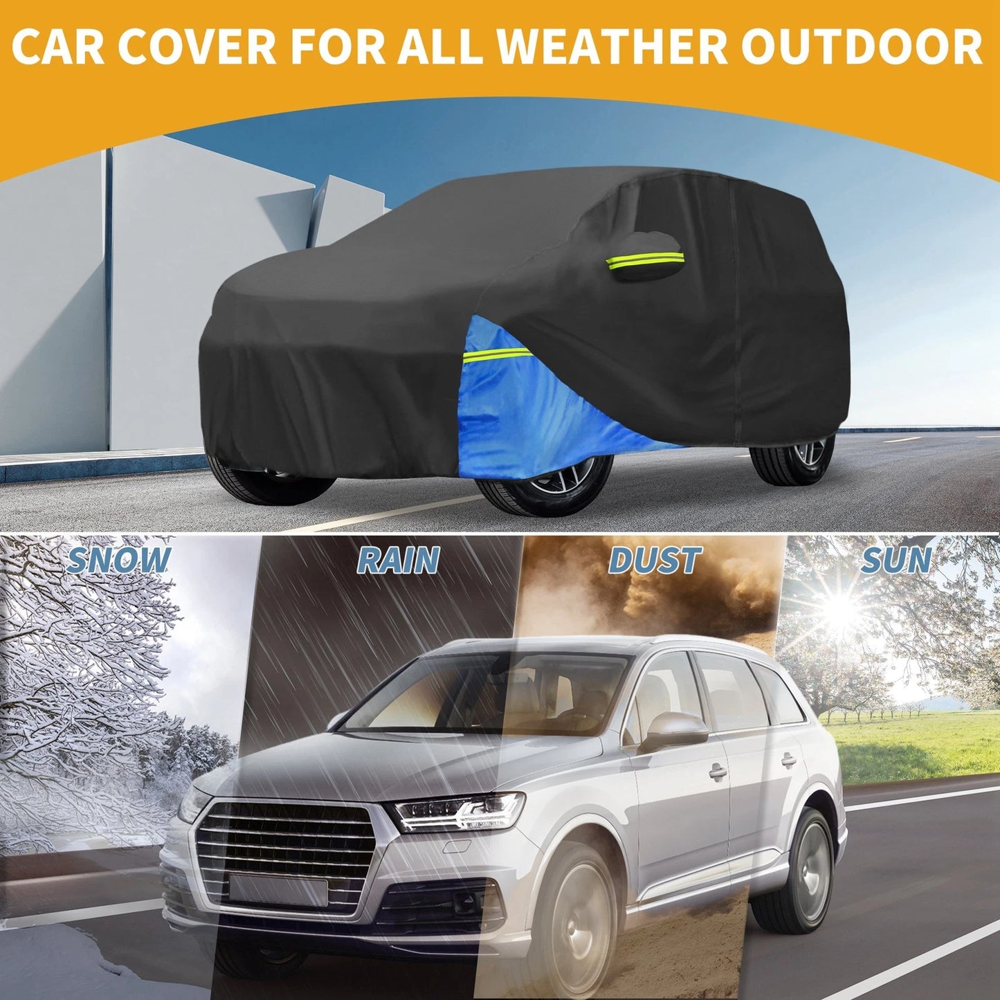 Waterproof Car Cover for Jeep Grand Cherokee (2002–2023) Oxford Cloth Black Blue