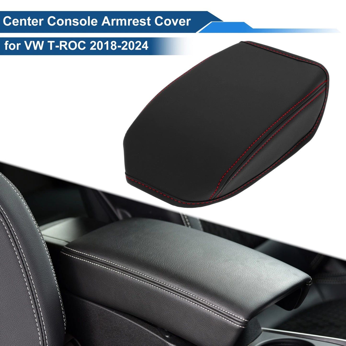Armrest Cover for VW T-ROC (2018–2024) Anti-Scratch Black Red
